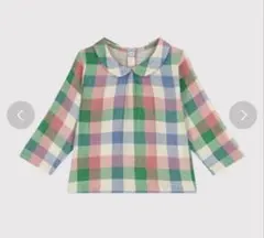 PETIT BATEAU ベビーブラウス 81cm グリーン　チェック