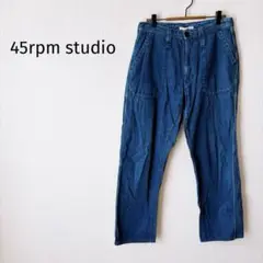 【45rpm】ベイカーデニムパンツ ジーンズ 青 綿100％ 日本製 レディース