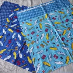 【新幹線】サンリオ生地　紺色&水色　平成レトロ布　2009年製