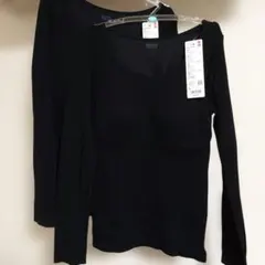 UNIQLO極暖ヒートテック　リブＵネック　ブラT 長袖　ブラック　2枚セット