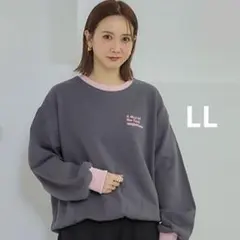 しまむら 裏起毛 配色トレーナー 田中里奈 ピンク LL mysa closet