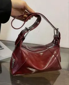 SHEIN レッド レザー ショルダーバッグ