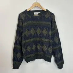 70s-80s JUN MEN ミントグリーン ストライプ ロールネックニット 