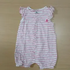 baby GAP 白とピンクのストライプロンパース 60センチ