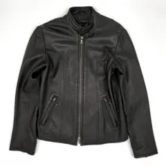 ラムレザーシングルライダースジャケット ANALOGUE アナログ S 黒