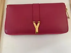 美品 サンローラン パリ 長財布 ラウンド Yライン 金具 レザー