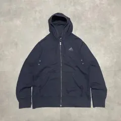00s adidas ジップパーカー 短丈 Y2K ナス紺 古着 archive