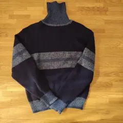 Scapa 100% Wool セーター M ネイビー/グレー