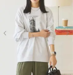 ハンドストロークフォト裏毛プルオーバー グレー オーバーサイズ トレーナー