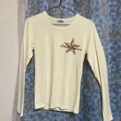 矢沢永吉クリーム色 レディース長袖Tシャツ 星プリント