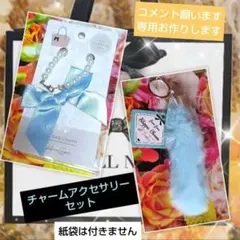 バッグチャームセット 水色ファー付き