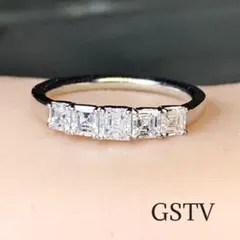 アッシャーカット！0.74ct ダイヤモンド プラチナ エタニティリング 鑑 