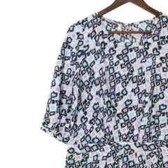 【極美品】Y2K カラフルレオパード柄ワンピース ウエストマーク L