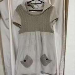 フード付きベージュベスト Lサイズ