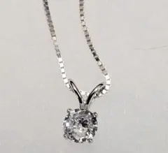 シルバー925 高級 CZ 使用 0.5ct　ダイヤ 一粒ネックレス 新品未使用