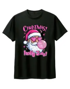 [訳あり]クリスマスTシャツ　ピンクサンタ　Lサイズ