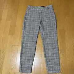 チェック柄 スラックス オフィスカジュアル H&M 165 ウエストゴム スリム