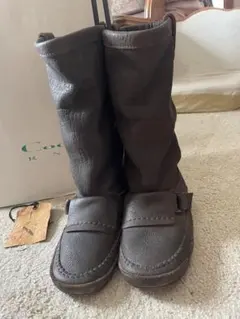 ダークブラウン レザー モカシンブーツ