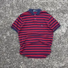 y2k 00s polo Ralph Lauren 短丈ボーダーポロシャツ刺繍L