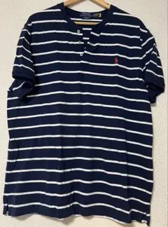 Polo Ralph Lauren ネイビー/ホワイト ストライプ ポロシャツ