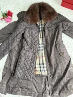 セット　バーバリー　ロングコート 6way ノバチェック ファー ブラウン