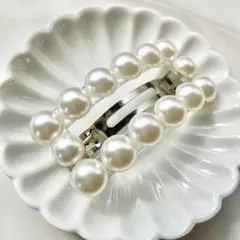No.1330 ハンドメイド　パールのシンプルバレッタ