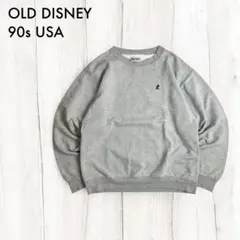 90s DISNEY ディズニー ワンポイント 刺繍ロゴ スウェット (S)
