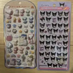 コットンパフィシール(スヌーピー)&ボンボンドロップシール ミニ(クロミ)