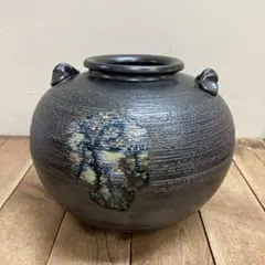 C-壁 昭和レトロ 陶器製 丸型 花瓶 花器 フラワーベース 花入 生花 壺