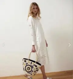 Grace continental刺繍入りホワイトボタンアップワンピース