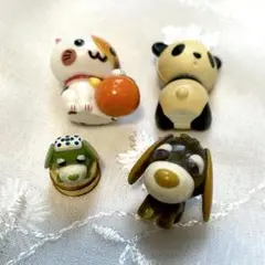 ミニチュアフィギュアマスコット まとめ売り 招き猫パンダ お茶犬 緑茶ほうじ茶②