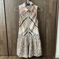 TOP SHOP オールインワン 花柄 ストライプ ロンパース