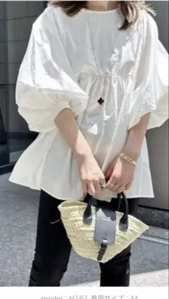 ホワイト バルーンスリーブ シャツ M