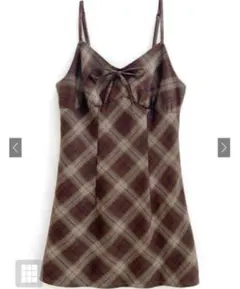 GRL チェック柄リボンキャミミニワンピース[dk1340]