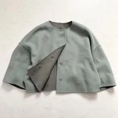 ADORE 2TONE リバージャケット　ミント×グレー　カシミヤ混　2WAY
