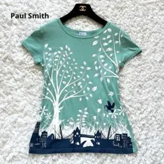 ポールスミス PaulX Tシャツ 街並みグラフィックベロアワッペン ミントMのサムネイル