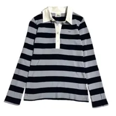 LACOSTE ラコステ ポロシャツ 長袖 ボーダー ブルー ネイビー 刺繍 美