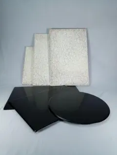 【茶道具】真塗敷板　三種セット(丸板、蛤端、矢筈)　敷板139 茶道具 薄板 花入用敷板 花台 並 真塗り 三枚組敷板 矢筈 角蛤