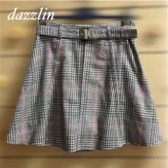 dazzlin ベルト付きチェックスカート Sサイズ ブラウンのサムネイル