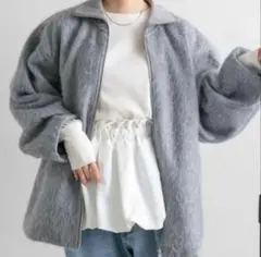 KBF ハイネックシャギーコート　グレー