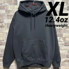 12.4oz ヘビーウェイトパーカー　無地　XL　ブラック