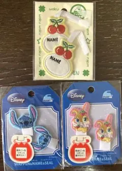 名札ワッペン　アイロンワッペン　リロ＆スティッチ　ミスバニー　合計3点セットF