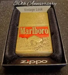 ✨激レア・未使用✨Marl boro zippo 1990年代 GENUINE Zippo Lighter MARLBORO RED ROOF Brushed Brass 1932