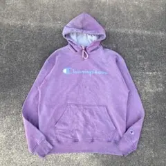 鬼フェード Championロゴパーカー M-L ナス紺 褪色 グランジ 一点物