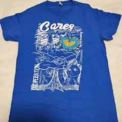 アメリカ古着 Cares プリントTシャツ ブルー 半袖 メンズレディースのサムネイル