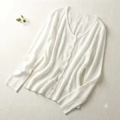 ✨️SABSTREET サマーニット Vネックカーディガン【М~Ｌ相当】白系のサムネイル