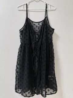 お花柄 黒のキャミソールトップ チュニック