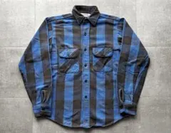 70s 80s FIVE BROTHER チェックネルシャツ　青黒　良フェード