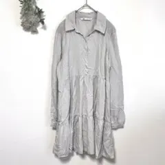 ZARA ザラ 長袖ロングシャツ ワンピース チュニック ギャザー 春秋兼用 S