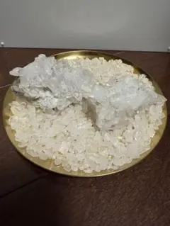 ヒマラヤ水晶 クラスター 2点 ＆ さざれ石 ＆ 金皿 フルセット